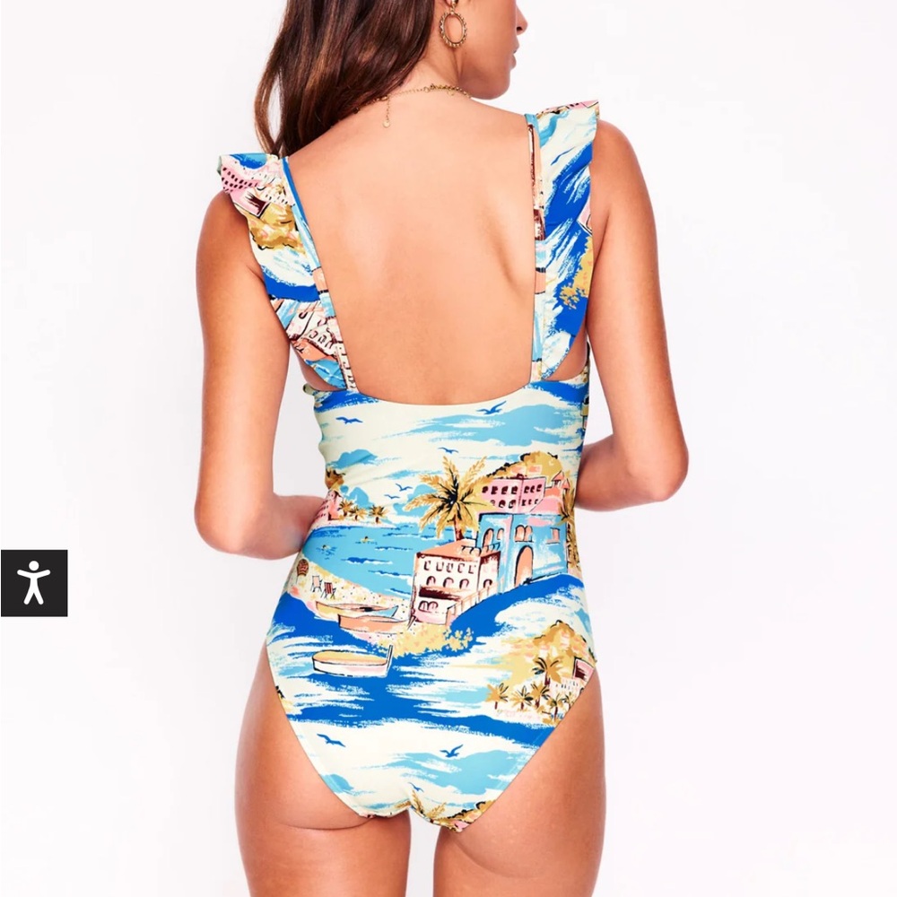 NWT Boden Evia Ruffle One Piece Swimsuit Paradise Bay 10 - Picture 4 of 8